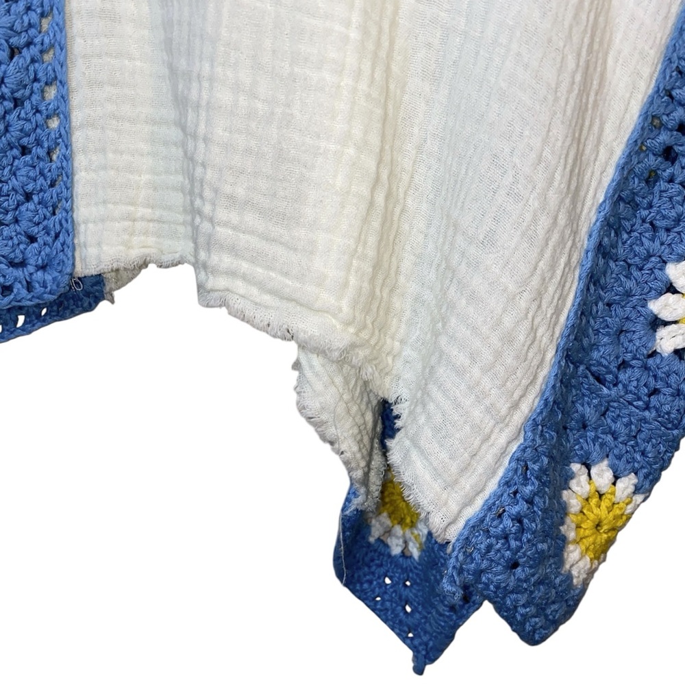 POL Blue/Cream 100% Cotton Oversized Crochet Top, Size Small - Picture 8 of 12